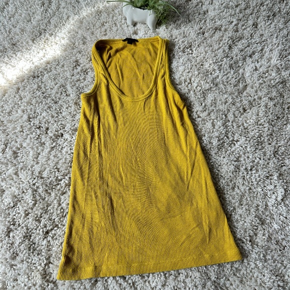 J Crew casual ribbed knitted yellow long cute simple shabby chic tank top - Picture 1 of 3